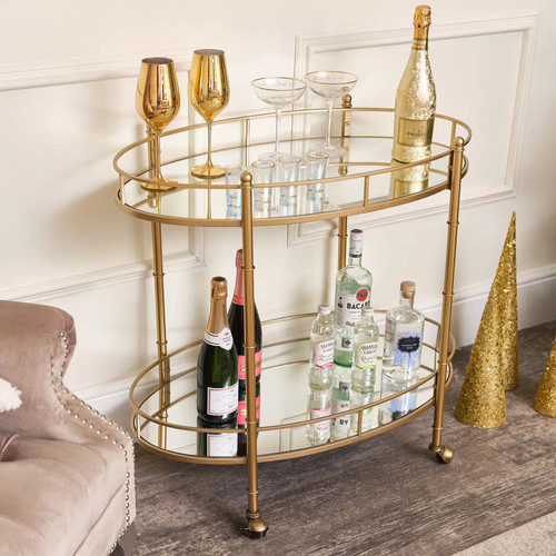 Gold mirrored oval drinks - gold,