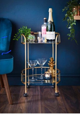 New drinks trolley with glass - new,