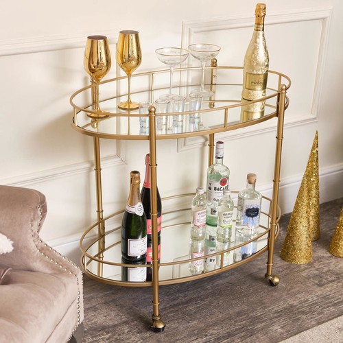 Gold mirrored oval drinks - oval,