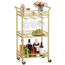 3 Tier Drinks Trolley Gold Bar