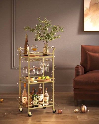 Tier gold bar cart drinks - 3-tier,