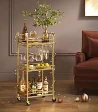 3-Tier Drinks Trolley, Gold