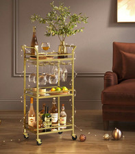 3-Tier Drinks Trolley, Gold