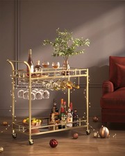 Gold Drinks Trolley 2-Tier